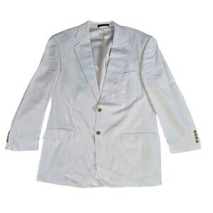 90s Vintage Ivory Single Breasted Double Button Silk Blazer Sports Coat Size 42R